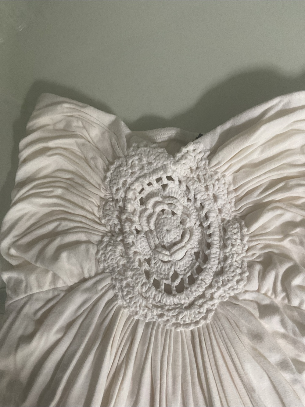 SKY DRESS XS. White  Strapless Crochet Detail Sundress - Picture 2 of 5